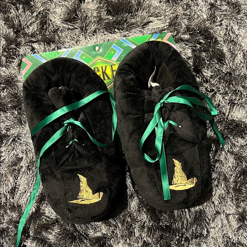 Wicked Movie Elphaba Thropp Black Plush Slippers